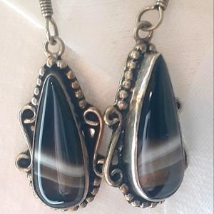 Botswana Agate Earings, Sterling Silver